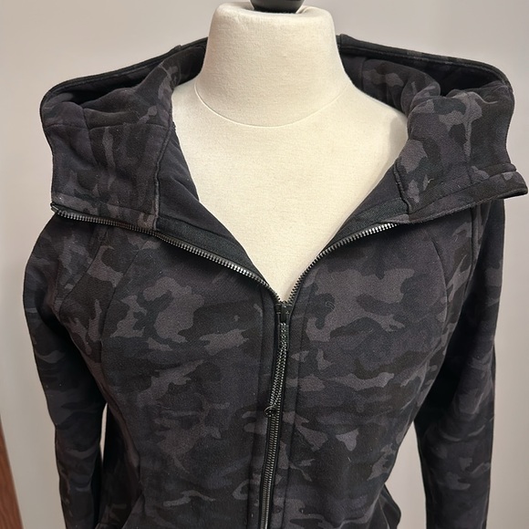 Lululemon black/grey incognito Scuba Camo hoodie Scuba Full-Zip, cotton, sz 10 - Picture 8 of 8